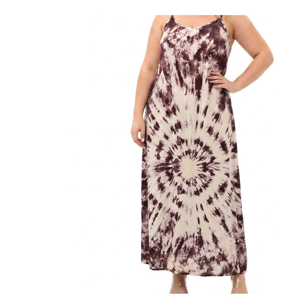 Riviera Sun Tie Dye Boho Flowy Maxi Dress NWT Spaghetti Straps XL